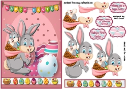 Easter eggs and Rabbits pink