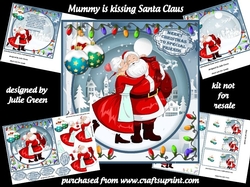 Mummy is kissing Santa Claus