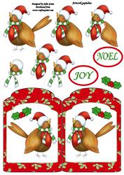 Cheeky Robin Tag Shaped Card. Xmas