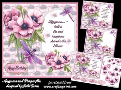 Anemone and Dragonflies
