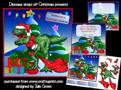 Dinosaur drops off Christmas presents