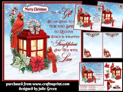 Cardinals and Christmas Lantern