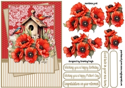 Bird house and Poppies