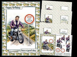 Handsome rides a motorcycle A5