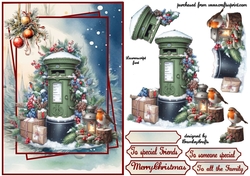 A Christmas post box green A5