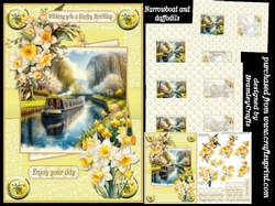 Narrowboat and Daffodils A5