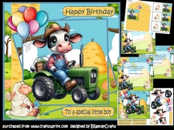 Cow drives a tractor