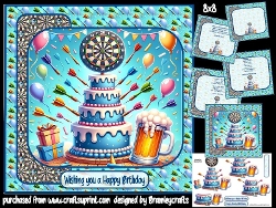 Darts cake and a beer 8x8