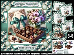 Chocolates and flowers 8x8