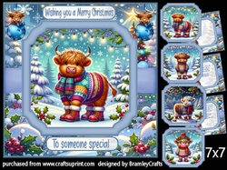 Christmas Highland Cows 7x7