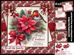 Traditional poinsettias and Robin 8x8