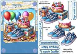 Shoes make up cake and balloons A5