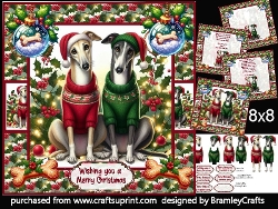 Festive Greyhounds 8x8