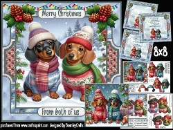 Dashing Dachsunds at Christmas 8x8