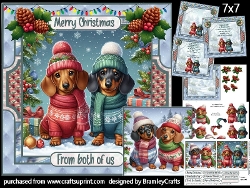 Dashing Dachsunds at Christmas 7x7