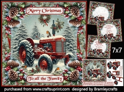 A red vintage christmas tractor