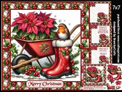 Festive Wheelbarrow boots and Robin