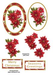 Poinsettia Oval Cameo Decoupage