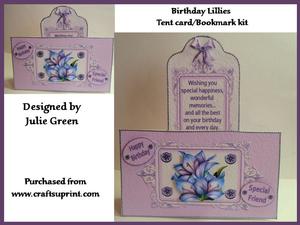 Birthday Lillies Tent Card/bookmark Kit
