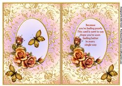 Golden Petals and Wings Get Well Insert