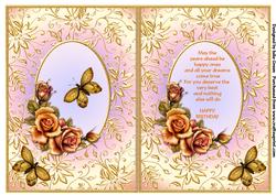 Golden Petals and Wings Birthday Insert