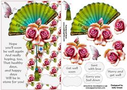 Fan and Roses Get Well