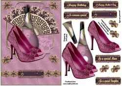 Perfume Fan and Shoes in Shades of Lilac