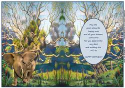 Elaephant in the Jungle Birthday Insert