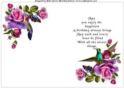 Petals Wings and Birthday Blessings Insert with Verse