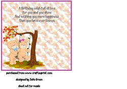 Bears in love birthday insert