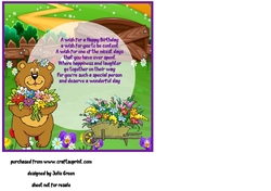 Teddys bouquet birthday insert