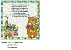Teddy in the garden birthday insert