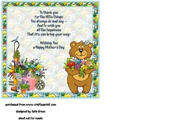 Teddy in the garden Mothers day insert