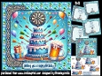 Darts cake and a beer 8x8