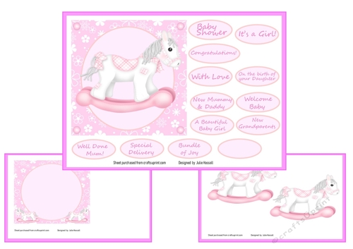 Rocking Horse new baby girl / baby shower mini kit