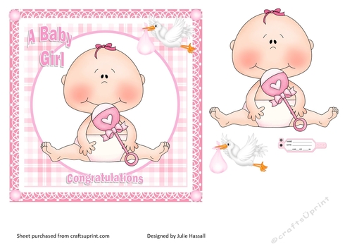 Baby girl congratulations card front
