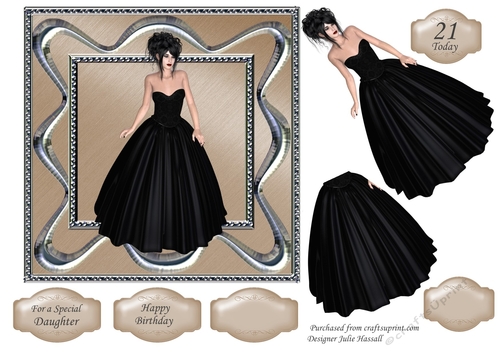 Black evening dress brown background