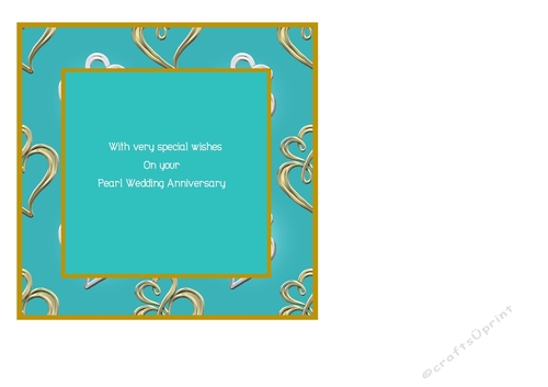 Insert for Pearl Wedding Anniversary card with pearls & wedding rings and greetings