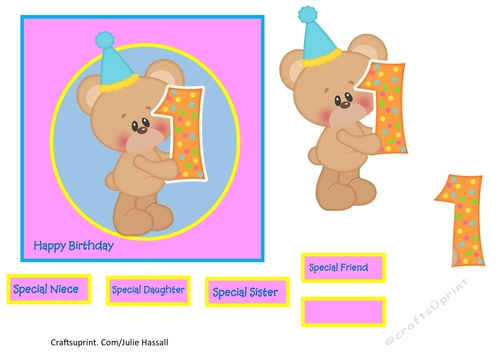 Cute baby bear 1st birthday 