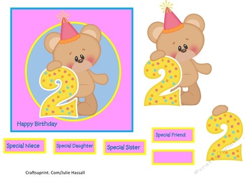 Cute baby bear 2nd birthday 
