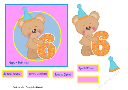 Cute baby bear 6th birthday 