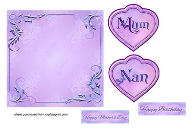 Purple Card Front, Mum, Nan