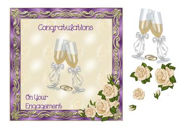 Engagement Card Cream Roses