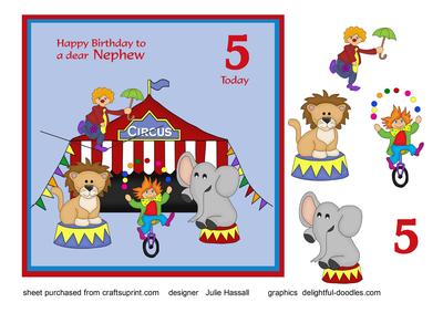 Birthday Card for Nephew Age 5 with Circus
