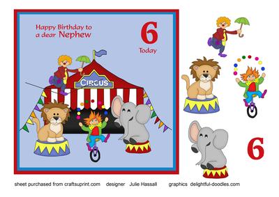 Birthday Card for Nephew Age 6 with Circus
