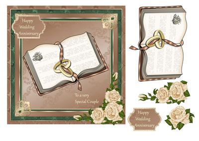 Wedding Anniversary, Bible, Rings & Ivory Roses