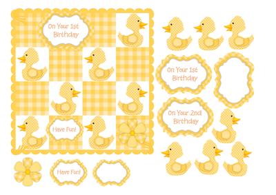 1st or 2nd Birthday Card with Yellow Gingham Ducks