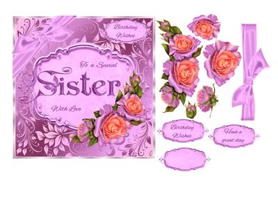 Sister Birthday Card with Decoupage Roses