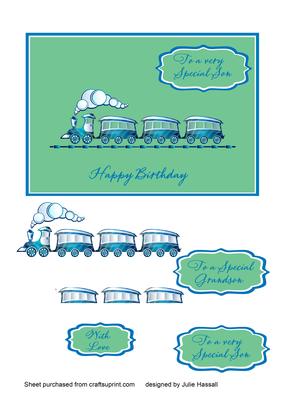Birthday Card for Son, Grandson with 3D Train