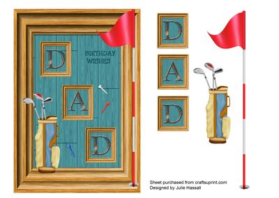 Birthday Card for Dad with Golf Caddy & Flag